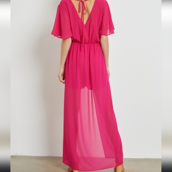 Ces Femme Women's Chiffon Romper-Dress Fuchia Size Small - Picture 5 of 6